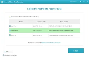 Select a iTunes Backup File to Recover
