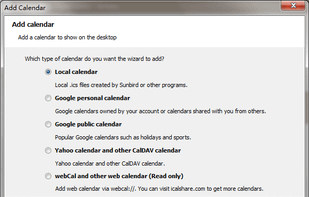 Add Calendar options