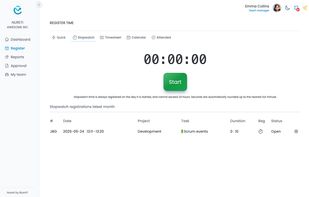 Quick registration - one of several ways of registering time. 
