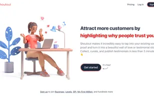 Screenshot of the Shoutout.io landing page