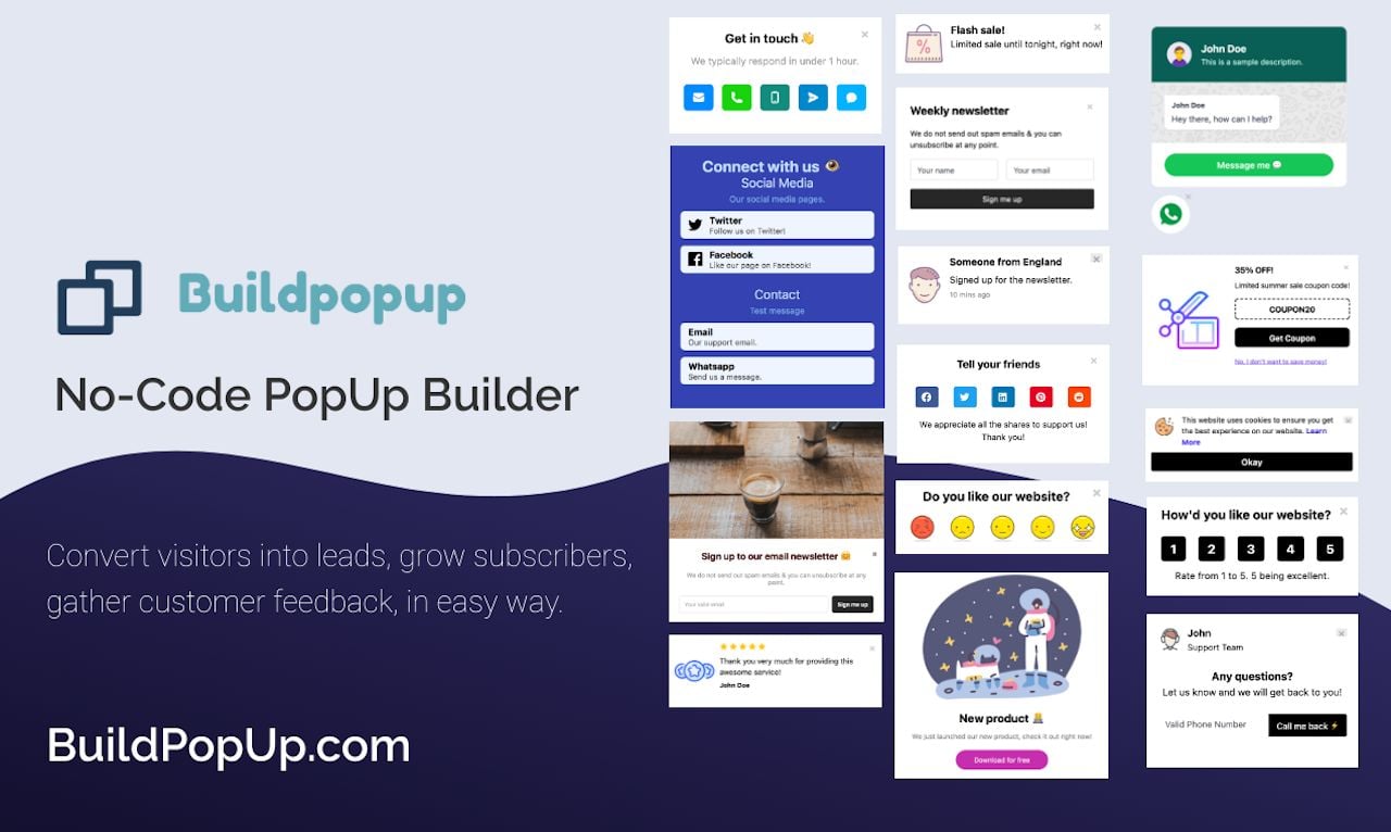 BuildPopUp: Build Engaging Pop-up Without Writing Code. | AlternativeTo