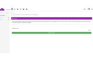 Each registered user, before adding a bookmark must enter a personal category. Categories with a maximum of 50 characters can be entered and the same user cannot create duplicate categories.