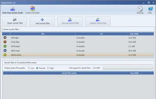 Hide data into carrier audio file. Screenshot 1