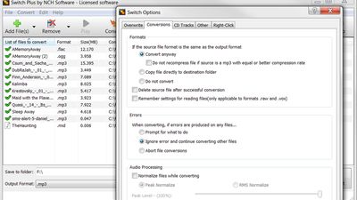 Switch Audio and Mp3 Converter - Conversion Options