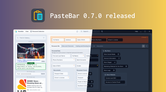 Clipboard manager PasteBar releases v0.7 with protected collections & custom data location image