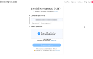 Sendfilesencrypted.com screenshot 1