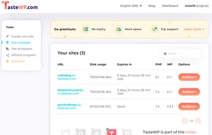TasteWP screenshot 1