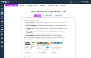 Mastt AI Template Studio lets you chat with AI to generate best-practice dashboards or create custom templates instantly.