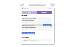 Shows all social media profiles on the page