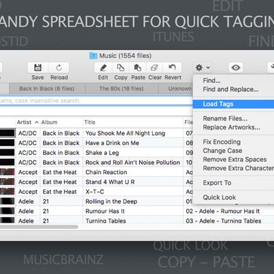 Handy spreadsheet for quick audio tagging on macOS.