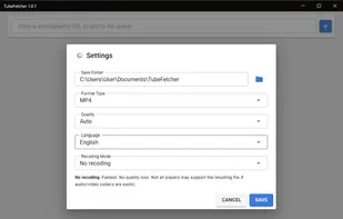TubeFetcher - Settings