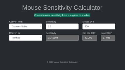 Mouse Sensitivity Calculator screenshot 1