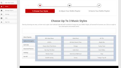 Choose up to 3 styles to create your playlist.