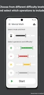 Choose from different difficulty levels and select with operations to include.