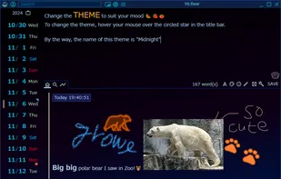 You can change to one of 19 different themes at any time! Hover your mouse over the circled star on the title bar to see a list of themes.