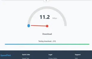 running an internet speed-test on the website