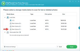 select a storage media on computer