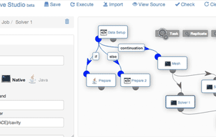 The Workflow Studio provides an easy to use graphical interface for creating your workflows as a representation of your distributed computations. Consisting on the definition of one or more tasks and their dependencies, you are able to set advanced flow controls such as replication, if/else branching and loops.

Workflow Studio exists in two versions: a multi-platform native client (compatible with Windows, Linux and MacOS X), and a web interface directly accessible from your web browser.