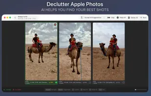 Compare similar photos side-by-side.  AI suggests a best photo to keep, or choose yourself.