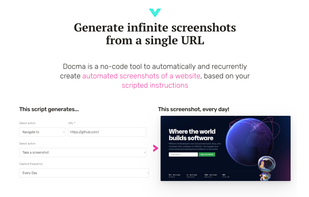 With Docma you can generate infinite screenshots from a single url.