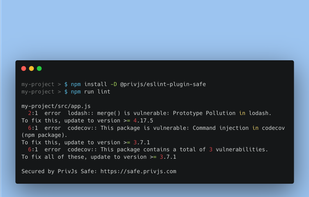 ESLint plugin to actively detect vulnerabilities in the project