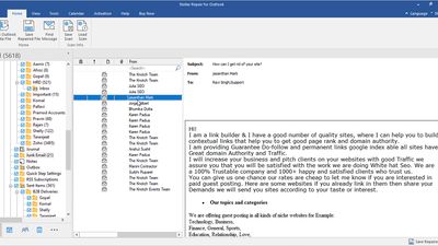 A ‘Repair Complete’ message box appears when the repair process completes. Click on ‘OK’. An enhanced preview of recoverable OST or PST file items is displayed to verify the mail items before saving.