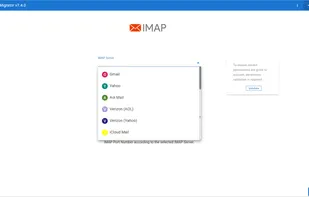 Universal Source Selection: Choose from a pre-defined list of popular IMAP providers (Gmail, Yahoo, AOL, iCloud) or configure any custom IMAP server manually.
