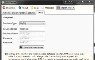 Database Setup. Supports MySQL, Microsoft SQL 2014 or built-in SQLite.
