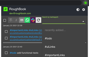 Search notes by hashtags