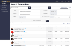 Search Twitter Bios