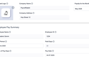 Screenshot of the free payslip generator.