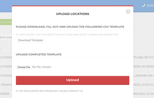 Interface for uploading CSV or spreadsheet of locations.