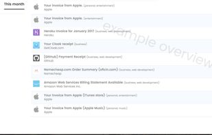 Receipts overview month overview