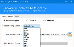 olm converter saving formats