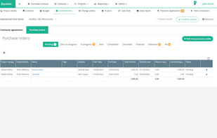 Construction project purchase orders