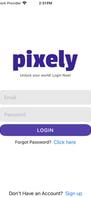 Pixely Controller app login screen.
