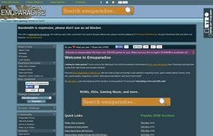 Picture of the EmuParadise homepage.
