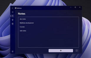 notes screen with mica alt theme