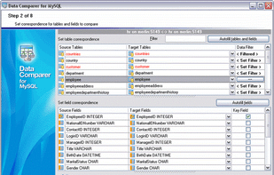 User-friendly wizard interface | Step 2 - Set tables and fields correspondence