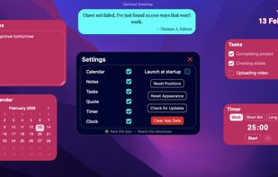 Settings panel to toggle widget on or off and more control.