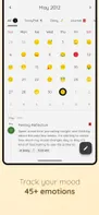 Track your mood with 45+ emotion in a calendar view.