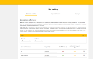 Train your chatbot by adding new synonyms or telling it what should be understood !