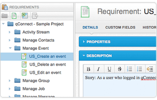Requirements Management linked to test cases