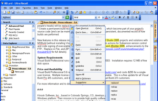 Formatted Text View - Editing a rich text item with formatting, highlighting, and spell checking