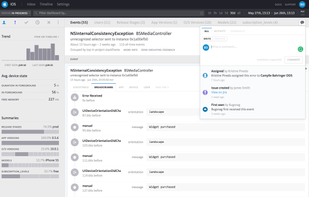 See what a user was doing right before the error occurred with breadcrumbs and communicate information to you team with comments.