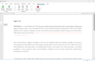 HERI Editor – Demonstration of working with headers and footers
