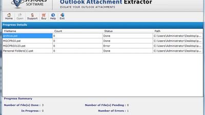 Get the complete summary of executed PST files within SysTools Outlook Attachment Extractor.