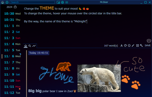 You can change to one of 19 different themes at any time! Hover your mouse over the circled star on the title bar to see a list of themes.