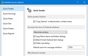 ReliefJet Quick Tweaks for Outlook screenshot 1