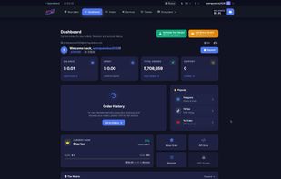 Control Center Dashboard. A centralized hub for tracking order volume (5.7M+ operations), financial analytics, and API integration status. Designed for high-load management.